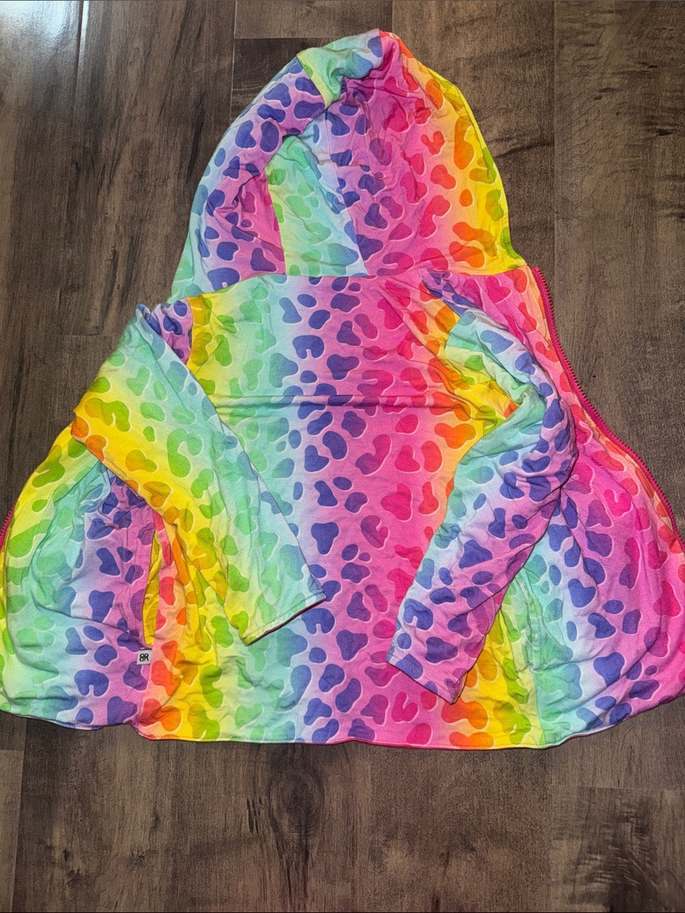 Bums & Roses Reversible Rainbow Leopard Hoodie 2T EUC - Picture 3 of 6